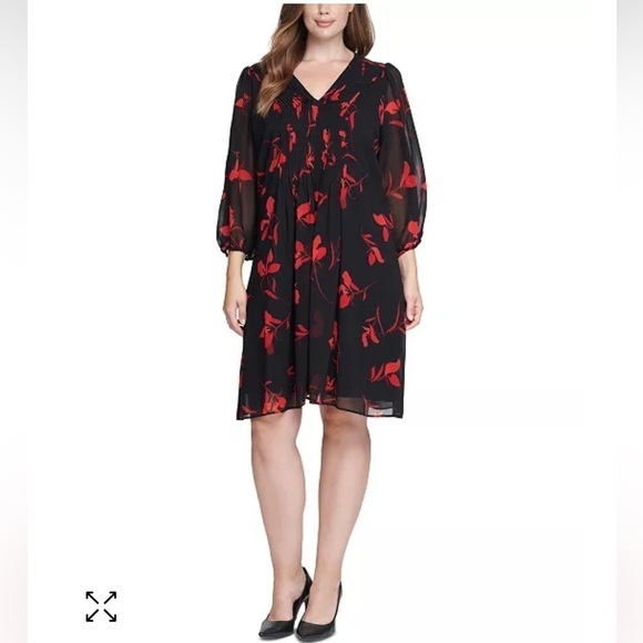 Calvin Klein Dresses & Skirts - CALVIN KLEIN Womens Floral-Print A-line Dress Size 14 workwear Career Party